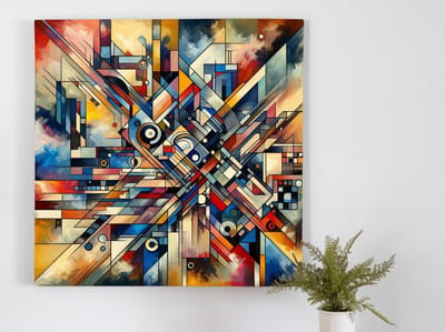Doodle picasso schilderij | Kunstzinnige verbeelding: levendige Doodle in de stijl van Picasso | Kunst - 100x100 centimeter op Forex | Foto op Forex