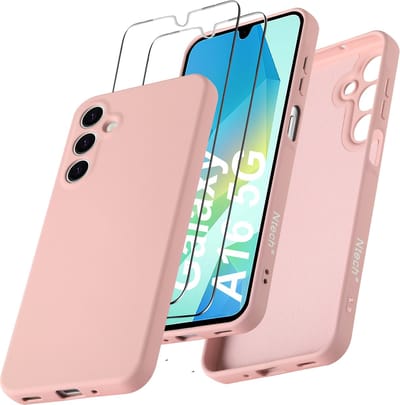 Hoesje geschikt voor Samsung Galaxy A16 4G / 5G Hoesje siliconen Pink Sand zacht siliconen hoesje TPU - met Samsung A16 4G / 5G Screenprotector - 2 stuks