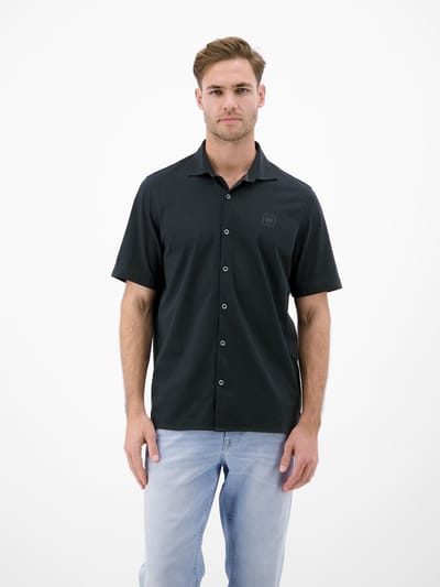 LERROS Performance-shirt met korte mouwen en COOL & DRY-functie , Maat: S , Kleur: CLASSIC NAVY , 75% katoen, 25% polyester