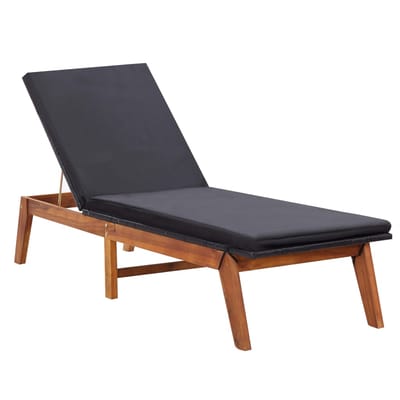 vidaXL - Ligbed - met - tafel - poly - rattan - en - massief - acaciahout