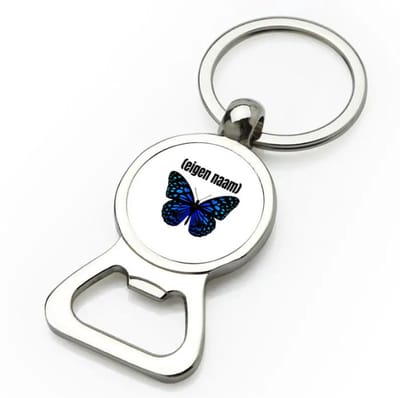 Akyol - blauwe vlinder met eigen naam flesopener - Vlinder - dieren liefhebber - iemand die houdt van vlinders - verjaardag - cadeau - kado - geschenk - 9 bij 3 cm