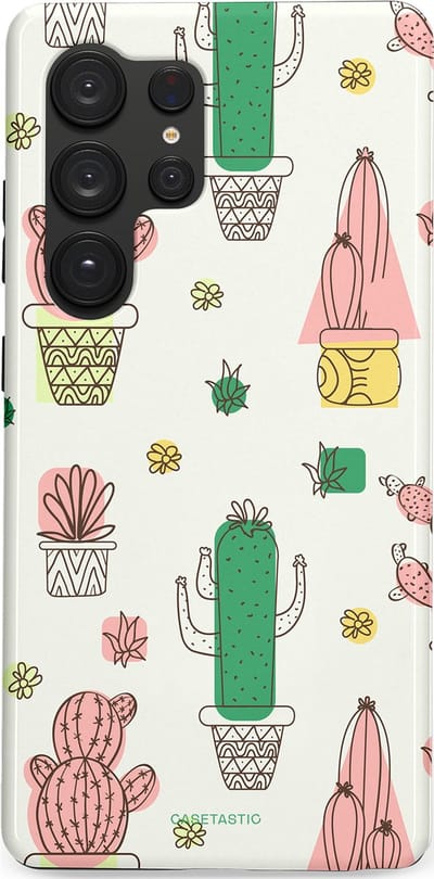 Casetastic Hoesje Geschikt voor Samsung S25 Ultra - Stijlvolle Beschermende Duo-layer Case - Vrolijke cactus