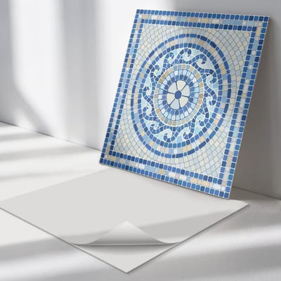 Wallfluent Vinyl Tegels - Sky Shades Mozaïek Vloer Tegels PVC - 30 cm x 30 cm - Blauw PVC Tegels - Set van 9 - Vierkant PVC Tegels - Texturen Plaktegels - Zelfklevende PVC Tegels - Plaktegels Keuken en Badkamer