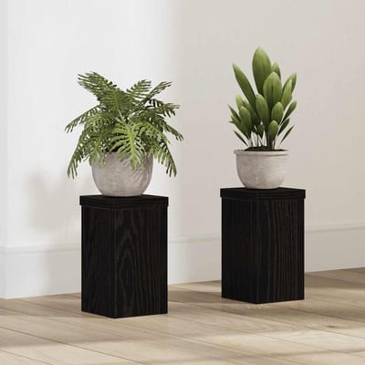 vidaXL - Plantenstand - 2 - st - Zwart - eiken - 10 - x - 10 - x - 18 - cm - Bewerkt - hout