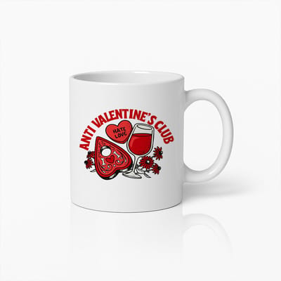 Anti Valentine’s Club Mok – 330 ml Grappige Koffiebeker – Perfect Anti-Liefde Cadeau voor Singles en Valentijnsdag Rebellen