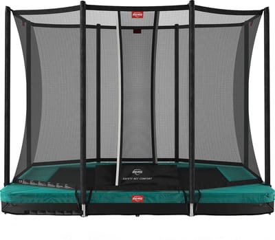 BERG Ultim Favorit InGround 280 Trampoline - Safety Net Comfort - AirFlow Springdoek - Groen