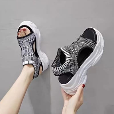 Sandales à plateforme Vêtements d'été Antidérapantes Tout-en-un Augmenter Sports Légers Femmes Chaussures Respirantes 40 gris