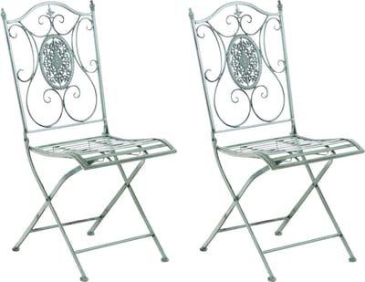 CLP Sibell Set van 2 tuinstoelen - Opvouwbaar antiek/groen