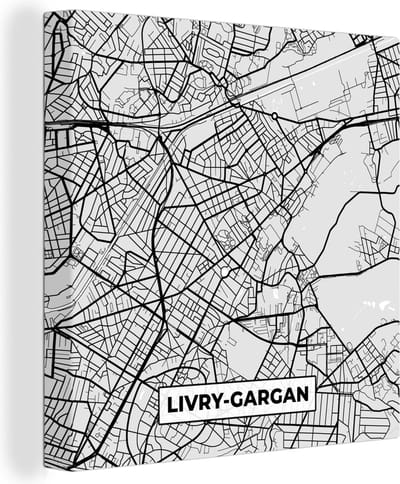 Canvas Schilderij Stadskaart - Frankrijk - Kaart - Livry-Gargan - Plattegrond - 20x20 cm - Wanddecoratie