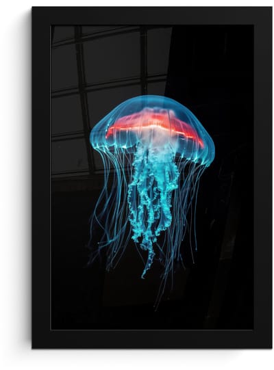 Poster in lijst - Fotolijst 20x30 cm - Posters - Kwal - Tentakels - Blauw - Licht - Posterlijst zwart - Decoratie - Wanddecoratie woonkamer - Muurdecoratie slaapkamer
