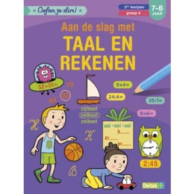 Deltas Oefen je slim! Aan slag met Taal en Rekenenen (7-8j) Educatieve boeken (spelletjes en raadsels)