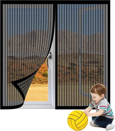 Vliegenhorren Voor Ramen - Magnetische Hordeur - Insecten Buiten Houden - Zonder Boren - 67 x 125 cm - Zwart