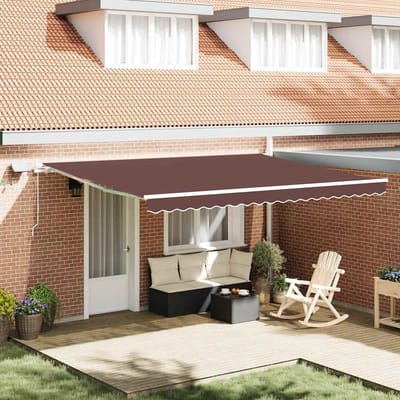 vidaXL - Uitschuifbare - luifel - Bruin - 450 - × - 300 - cm - Stof - en - Aluminium