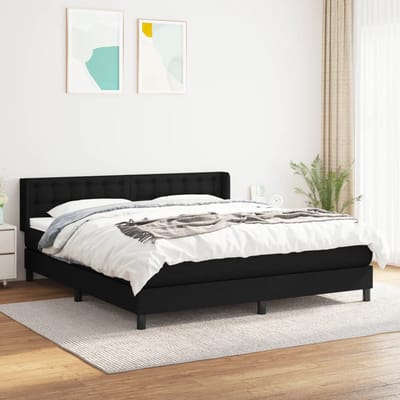 vidaXL - Boxspring - met - matras - stof - zwart - 160x200 - cm