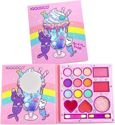 Schminkset voor Meisjes - Onschadelijke en Wasbare Kinder Make-Up Set - Halloween Make-Up en DIY Prinses Make-Up (14 kleuren)