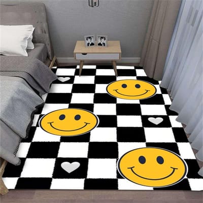 Lachend Gezicht Tapijt Cartoon Woonkamer Slaapkamer Keuken Bank Tafel Balkon Kleed Antislip Wasbare Mat Huis Exquise INS 120*160cm