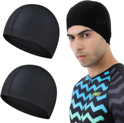 Set van 2 Zwemcaps - Effen, Stof, Antislip, Nylon, Lichtgewicht, Geschikt voor Mannen en Vrouwen