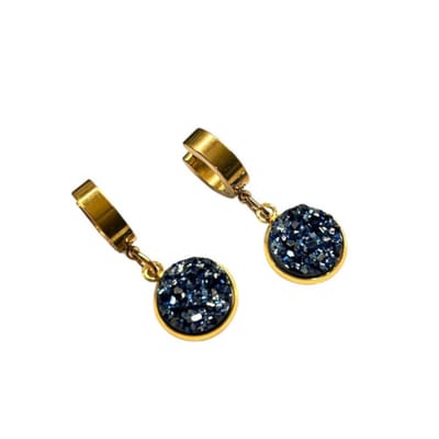 2 Love it Sparkling Delight - Oorbellen - Stainless steel - 3 x 1.2 cm - Blauw - Goudkleurig