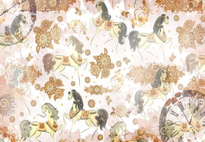 Fotobehang Vintage Print Flowers Clocks | XL - 208cm x 146cm | 130g/m2 Vlies