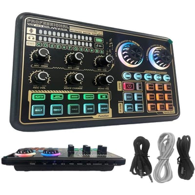 SK600 Mixeur audio numérique multifonction Carte son externe avec connexion sans fil BT pour ordinateur Smartphone Enregistrement de chant Diffusion en direct noir