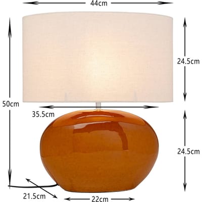 KARE tafellamp Beo, oranje, katoen, hoogte 50 cm, E27