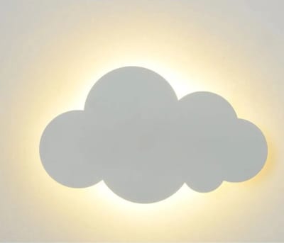 Wolkvormige wandlamp, moderne binnenlamp, acryl lampenkap met ingebouwde ledverlichting, driekleurige dimfunctie, 25 x 16 cm, geschikt voor kinderkamers.