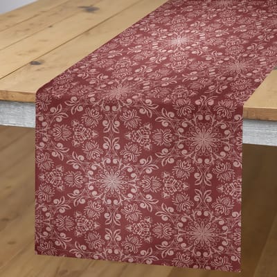 ABAKUHAUS Vintage tafelloper – 40×180 cm – kastanjebruin/zalm