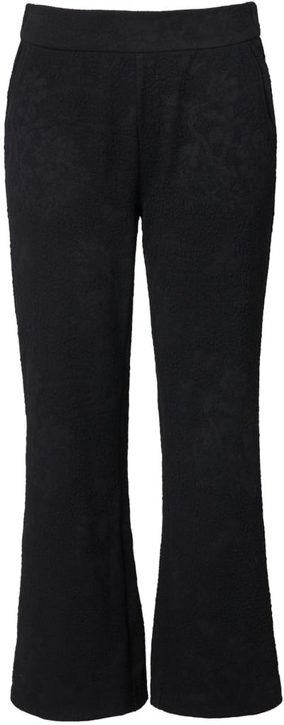 Ulla Popken - Dames - Jacquard-jerseybroek bootcut comfortabele tailleband - Zwart - Maat 42+