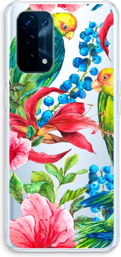 Case Company® - Hoesje geschikt voor Oppo A74 5G hoesje - Papegaaien - Soft Cover Telefoonhoesje - Bescherming aan alle Kanten en Schermrand