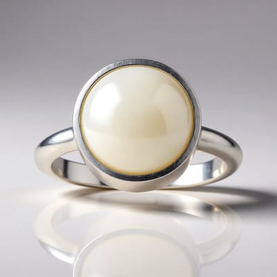 Cavill - Zilveren ring 925 Sterling Zilver - Ronde 10 mm Parelmoer - Minimalistisch Design - Elegante Ring Dames - Tijdloze Moderne Sieraden
