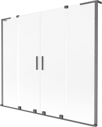Mexen Velar L Duo badwand 2-delige schuifdeur 170 x 150 cm, ijsvorming, geborsteld grijs - 896-170-003-32-66