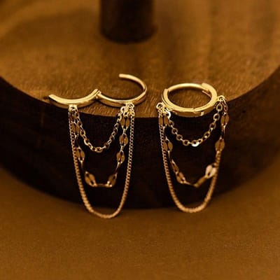 1 Paar Delicate Roestvrij Staal Ketting Oorbellen Hoepels Voor Vrouwen Meisjes Modieuze Dagelijkse Sieraden Cadeau Voor Haar Tassel Earrings