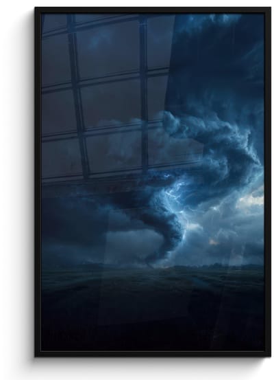 Poster in lijst - Fotolijst 80x120 cm - Posters - Tornado - Duister - Wolken - Posterlijst zwart - Decoratie - Wanddecoratie woonkamer - Muurdecoratie slaapkamer