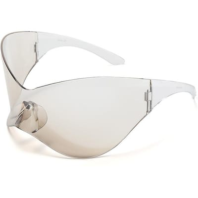 Nieuwe Oversized Y2K Punk Randloze Zonnebrillen Shades Brillen Vrouwen Mannen Designer Hip Hop Sport Eén Stuk Zonnebrillen show as picture white