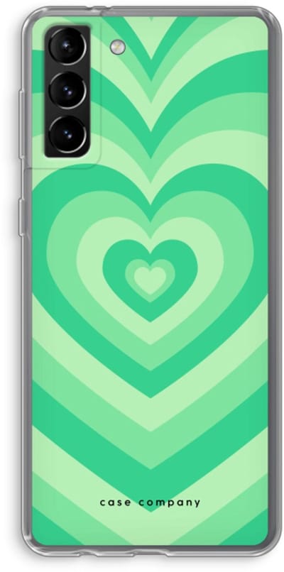 Case Company® - Hoesje geschikt voor Samsung Galaxy S21 Plus hoesje - Hart Groen - Soft Cover Telefoonhoesje - Bescherming aan alle Kanten en Schermrand