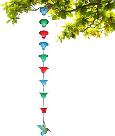 Regenkettingen met Kolibrie Design - Waterafvoer Ketting - Dakgoot Afwatering - Roestbestendig IJzer - 120 cm - Zwart