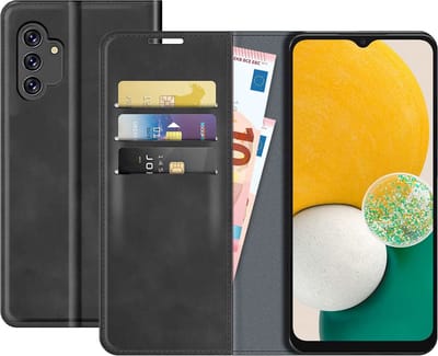 Just in Case hoesje geschikt voor Samsung Galaxy A13 4G - Hoesje met Pasjeshouder - Luxe Book Case - Zwart
