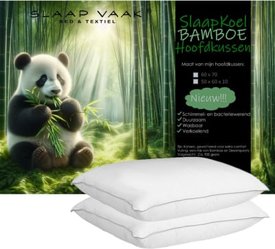 SlaapVaak SlaapKoel Bamboe Hoofdkussen Set(2 Stuks) - 60x70 cm - Wit