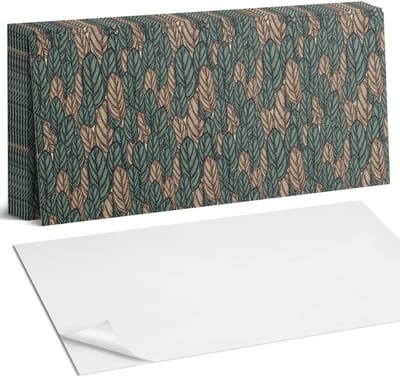 Coloray Plaktegels - Bladpatroon op de achtergrond Zelfklevende Wandtegels - 40 cm x 20 cm - Groente Plaktegels - 10 stuks - Rechthoek PVC Tegels - Plaktegels Badkamer - Vloertegels Zelfklevend - Vinyl Tegels Zelfklevend - Portugese Tegels