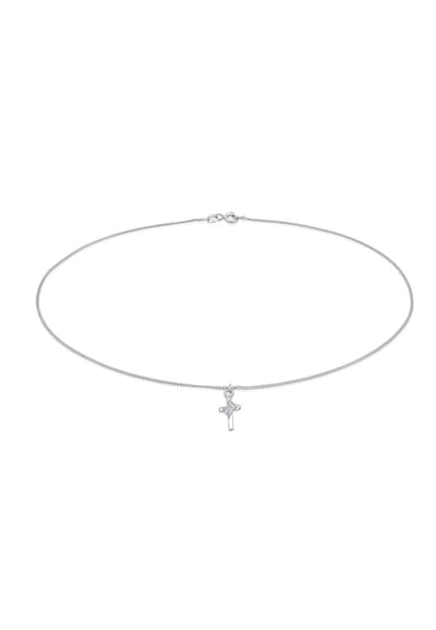 Elli - Halsketting - Dames Choker Kruis Hanger Effen met Kristal in 925 Sterling Zilver - Dames