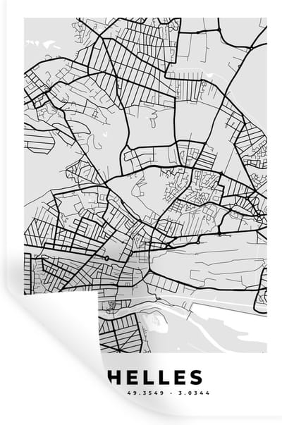 Muurstickers - Sticker Folie - Kaart - Stadskaart - Frankrijk - Chelles - Plattegrond - 20x30 cm - Plakfolie - Muurstickers Kinderkamer - Zelfklevend Behang - Zelfklevend behangpapier - Stickerfolie