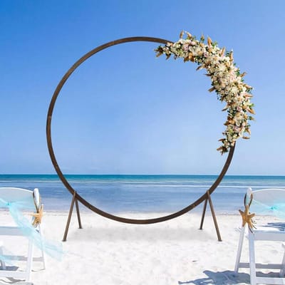 Houten Roos Boog - Bruiloft Prieel - Feestelijke Decoratie - Modulair Ontwerp - 2.19m Diameter - Natuurlijk Hout