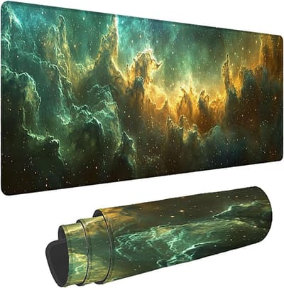XXL Muismat - Bureauonderlegger Speelmat - Gaming en Werk - Randafwerking Anti-slip - 140x60cm - Sterrenhemel