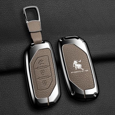Coque de protection pour clé de voiture en alliage de zinc et cuir Porte-clés pour Dongfeng Forthing Fengxing T5 Evo Accessoires gray
