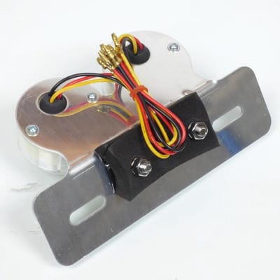 Double feu arrière à LED rond avec support de plaque alu pour moto cyclo mobylette