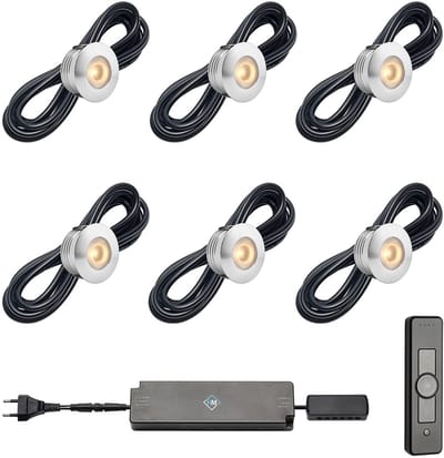 LED veranda inbouwspots Aragon ab inclusief trafo en afstandsbediening - 3W / dimbaar / inbouwspot / terrasoverkapping / overkapping / serre / carport / warm wit / rond / 230V / IP44 / set van 6 stuks