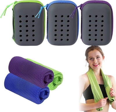 Sneldrogende sporthanddoeken - Set van 3 verkoelende handdoeken - Verkoelende handdoeken - Sporthanddoeken - Sneldrogende handdoeken - Superabsorberend - Inclusief opbergdoos - Geschikt voor buitensporten - 30*90 cm - 3 kleuren