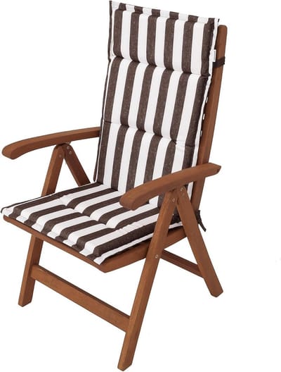 Hoogrugkussen 45x45 cm met rugleuning 45x69 cm – tuin- en relaxstoelcushion in decoratief brons met strepen