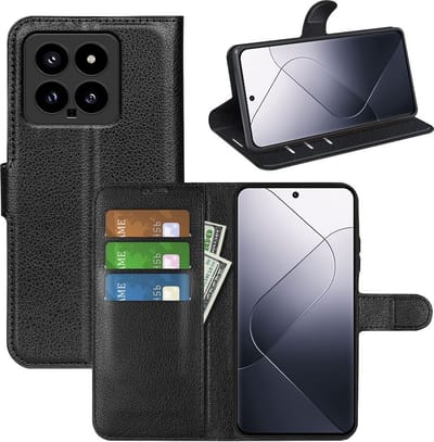 MobyDefend Hoesje - Geschikt voor Xiaomi 14 - Kunstleren Wallet Book Case (Sluiting Voorkant) - Zwart