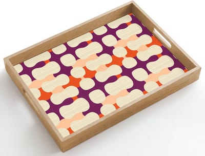 Dienblad hout 50x35 cm - Schootdienblad - Modern - Patroon - Kleurrijk - Borrelplank rechthoek - Plateau dienbladen